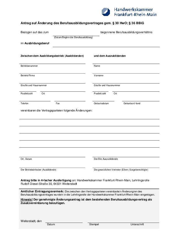Ihk Ausbildungsvertrag Antrag Ausbildungsvertrag Vorlage DSIVEW