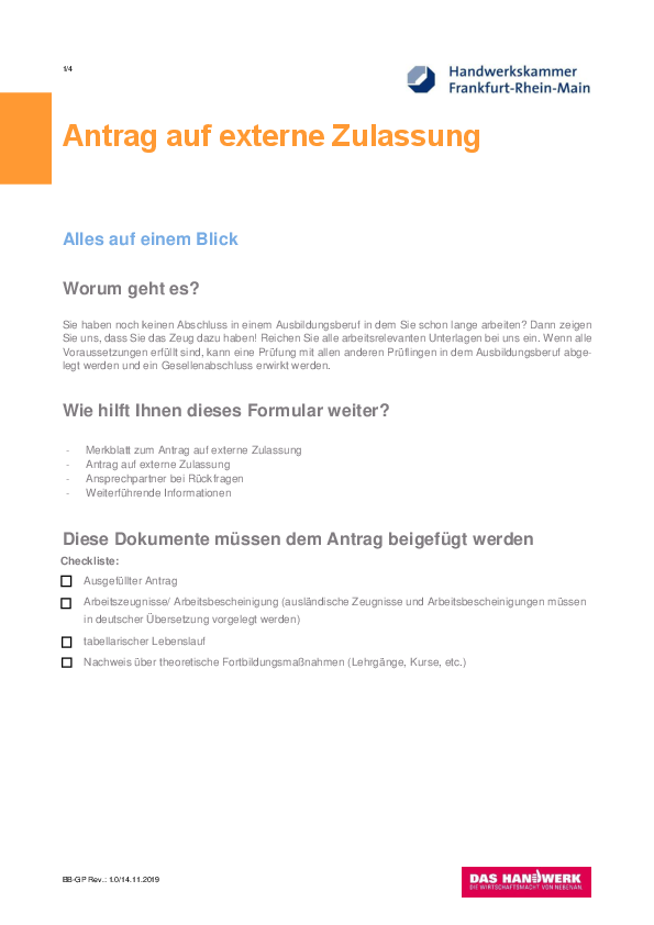 Externe Zulassung